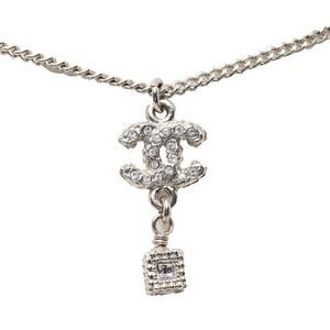 Chanel CC Logo Necklace Silver
